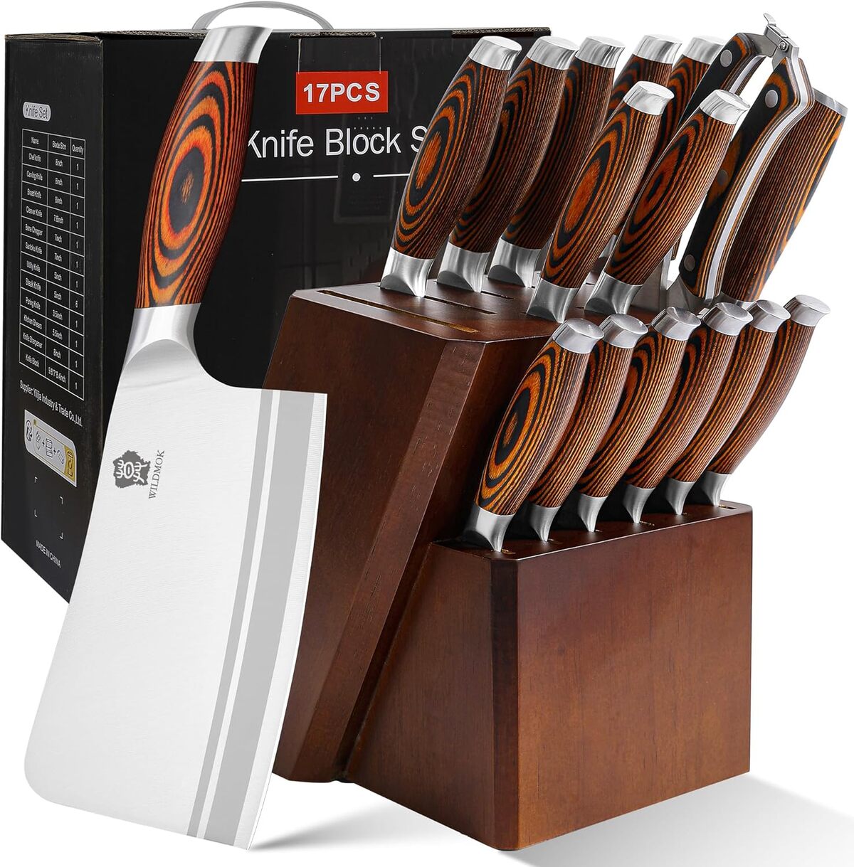 Test : ensemble de couteaux Wildmok en acier inoxydable, 17 pièces professionnelles