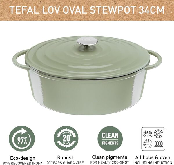 Cocotte ovale Tefal LOV E2580604 34 cm Vert