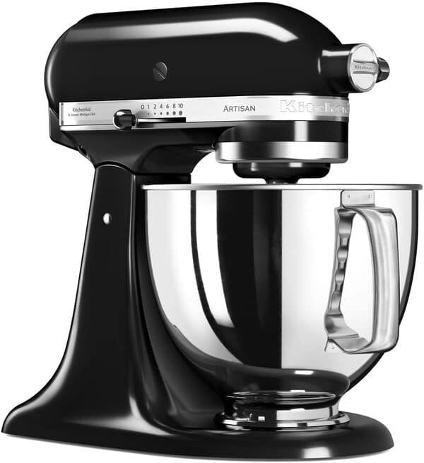 KitchenAid Robot Pâtissier - Artisan - Robot cuisine multifonctions à tête inclinable - Batteur avec 3 accessoires et Bol inox de 4,8 L - Noir onyx