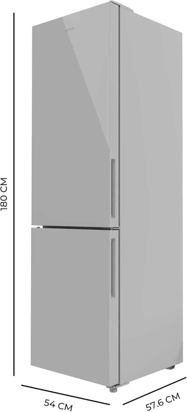 Cecotec Réfrigérateur combiné Bolero CoolMarket Combi 250 Grey Glass E. Réfrigérateur verre gris, 250L, Total No Frost, classe E, Multi Air Flow, Fast Cooling, Humidity Box et alarmes. [Classe énergétique E]