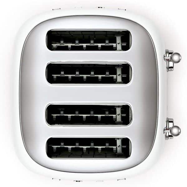 Smeg, Grille-pain 4 Tranches TSF03WHEU, 4 Fentes 36 mm, 6 Niveaux de Brunissage, Fonction Chauffage, Décongélation et Bagel, Éjection Automatique du Pain, 2 Ramasse Miettes, 2000 W, Blanc