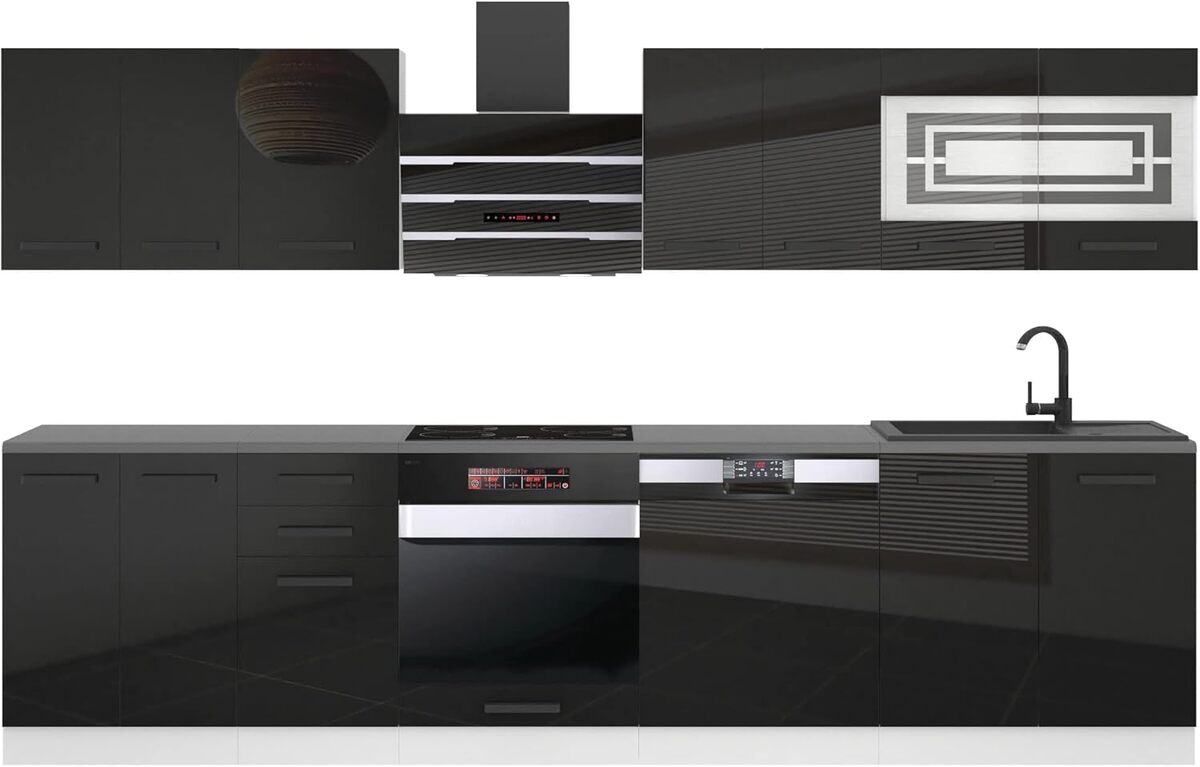 Test complet : cuisine équipée Belini - 300 cm noir brillant