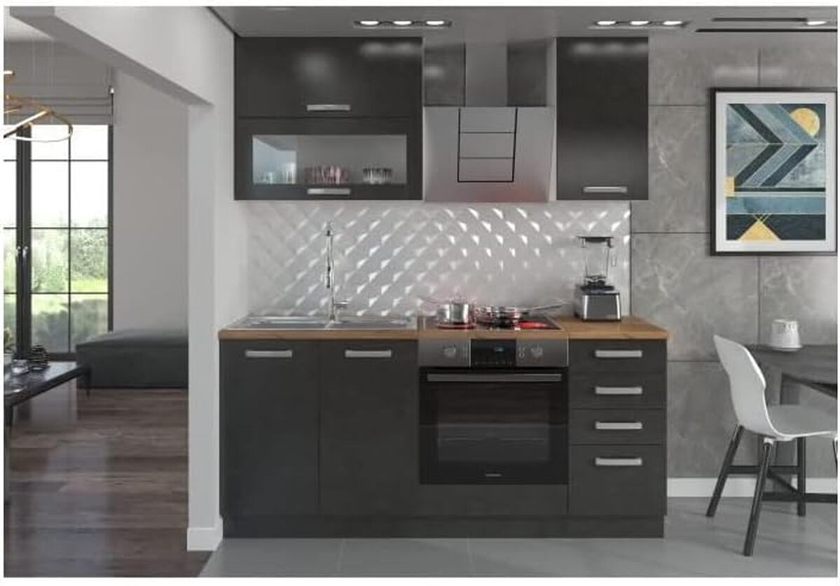 Test : cuisine complète LASSEN 180 cm - Gris Matera