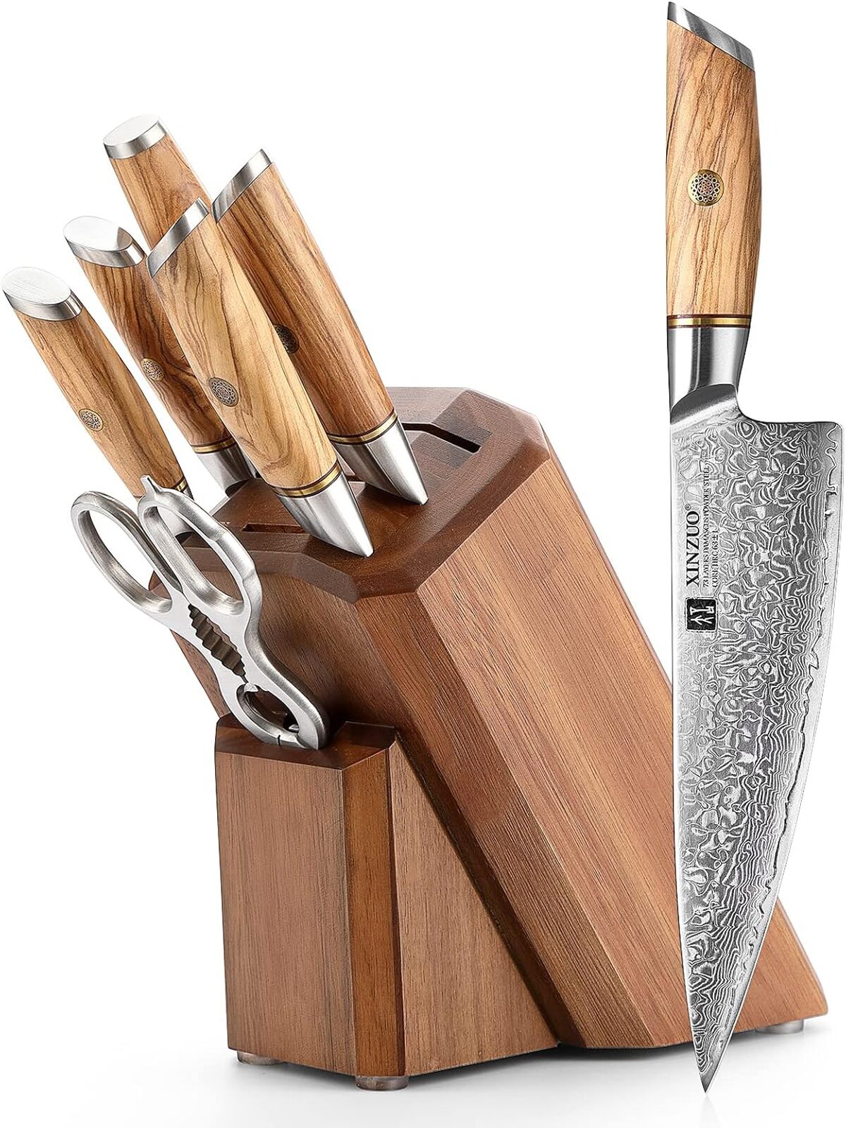 Test : ensemble de couteaux Xinzuo 8 pièces en acier de Damas