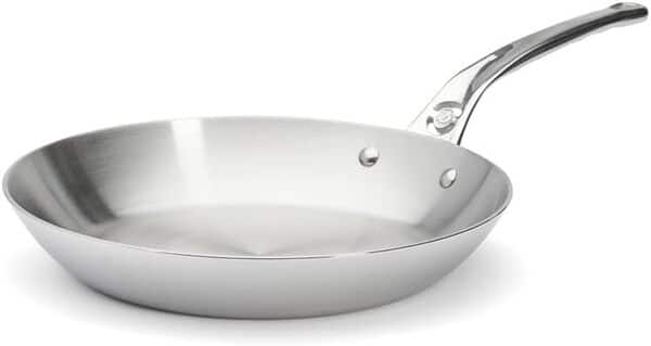 De Buyer - Poêle à frire ronde en inox 5 couches AFFINITY - 28 cm - Fabriquée en France, Sans PFAS, Montée Rapide en Température, Inox 18/10, Tous Feux + Four, Finition Poli Brillant