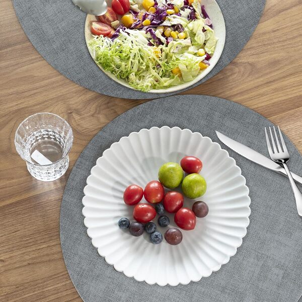 Lot de 6 sets de table ronds en similicuir lavables et lavables - Résistants à la chaleur et antidérapants - Pour intérieur et extérieur - Bleu