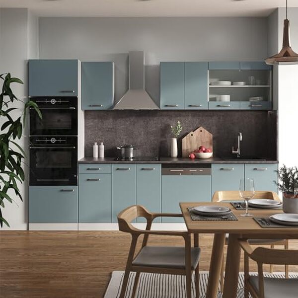 Découvrez notre test détaillé de la cuisine Vicco R-Line 300 cm bleu-gris/blanc. Analyse du design, des fonctionnalités et de l'armoire haute pour un aménagement moderne et pratique.