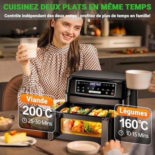 Optimisez votre cuisine avec le test complet de l'air fryer XXL 12L à double compartiment et 2600W : performance, capacité et astuces méconnues pour une utilisation optimale