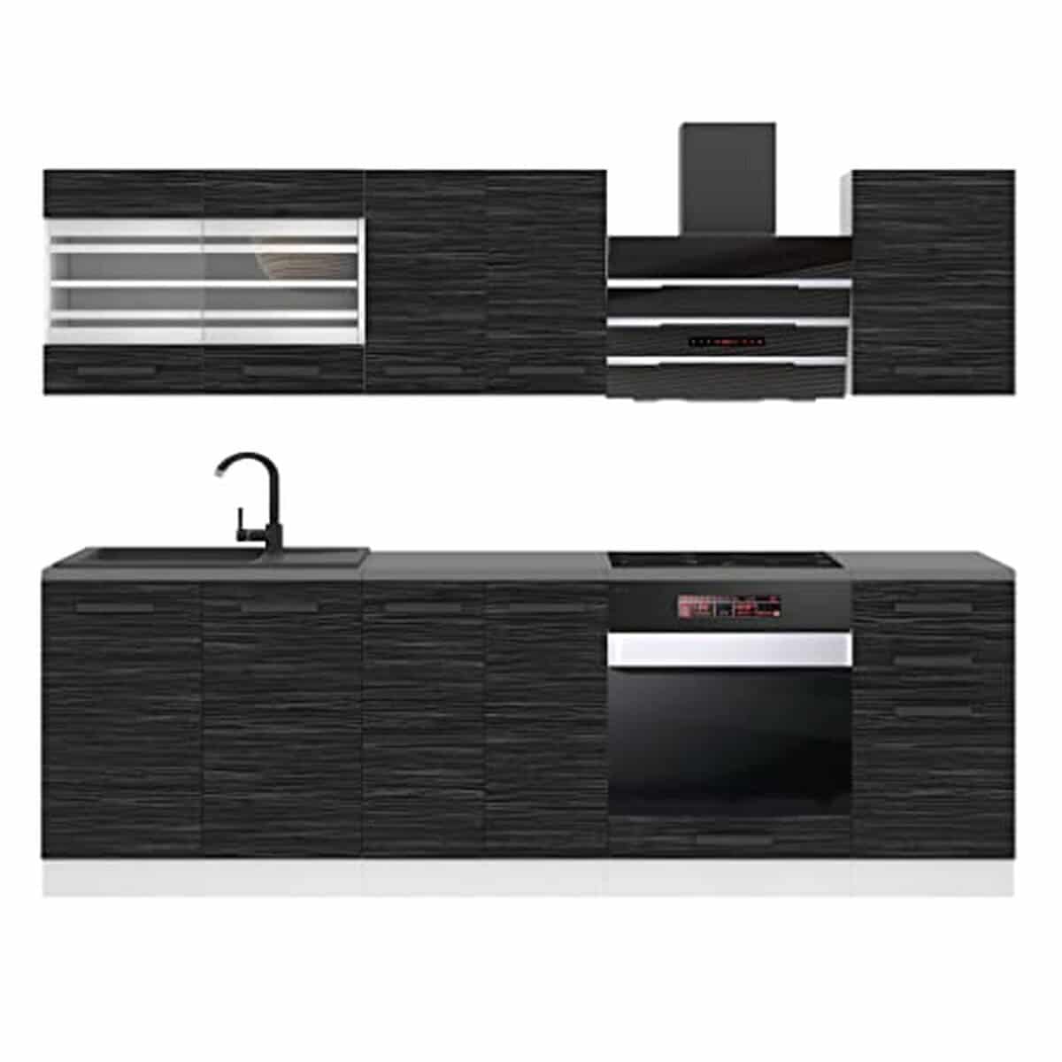 Test : bloc de cuisine encastrable Belini 240 cm, design ébène royal