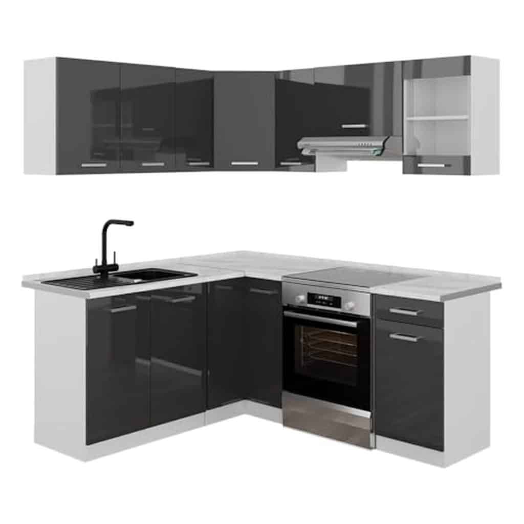 Test de la cuisine d'angle Vicco Rick anthracite brillant 190x60 cm : performance et design