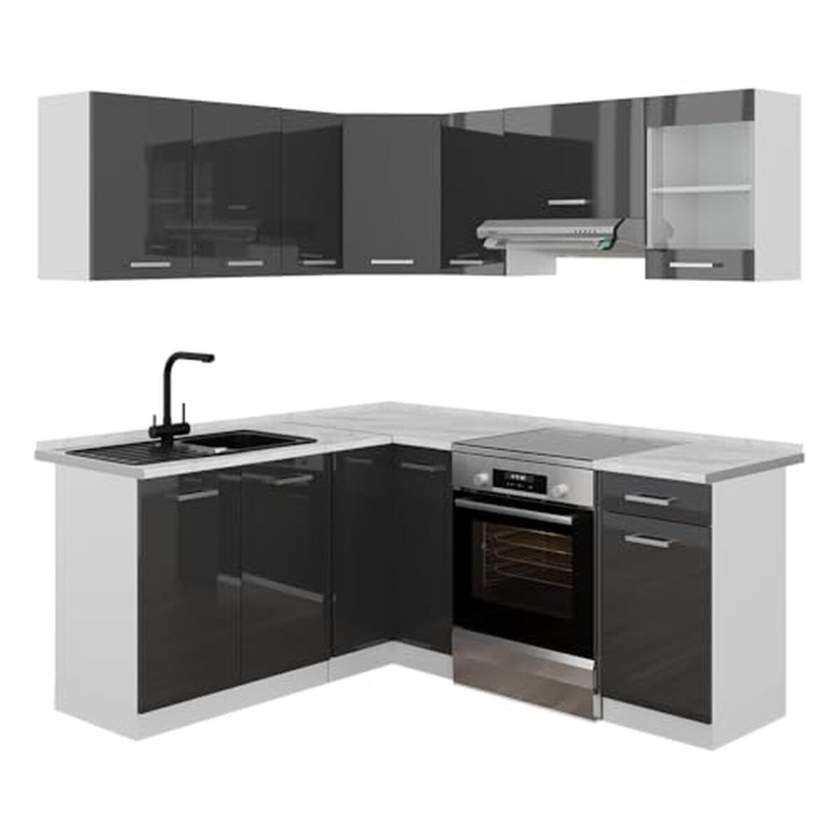 Test de la cuisine d'angle Vicco Rick anthracite brillant 190x60 cm : performance et design