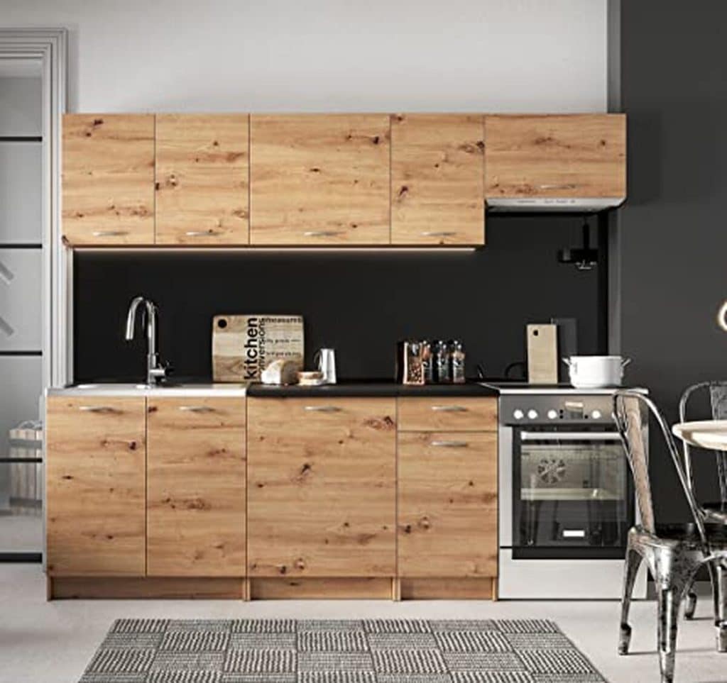 Test de la cuisine Mila de Pegane : design chêne 7 éléments