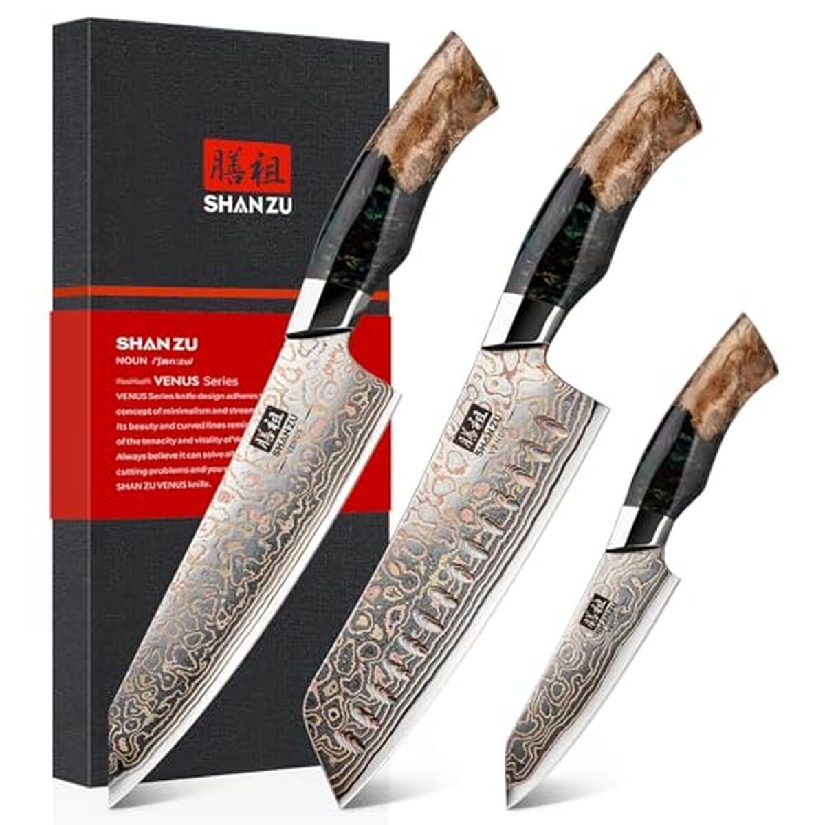 Test des couteaux japonais Shan Zu Damas : 33 couches d'acier et cuivre