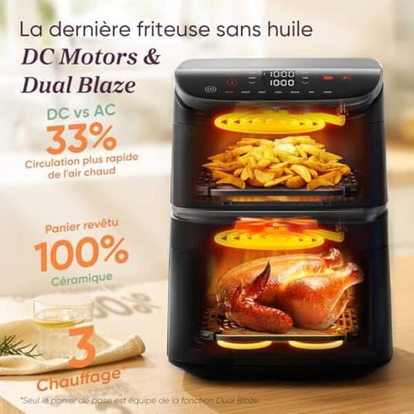 Découvrez l'efficacité de la friteuse sans huile cosori Air Fryer 10.8L Turbo Tower Pro : un appareil innovant pour des plats savoureux et sains, idéal pour les amateurs de cuisine équilibrée.