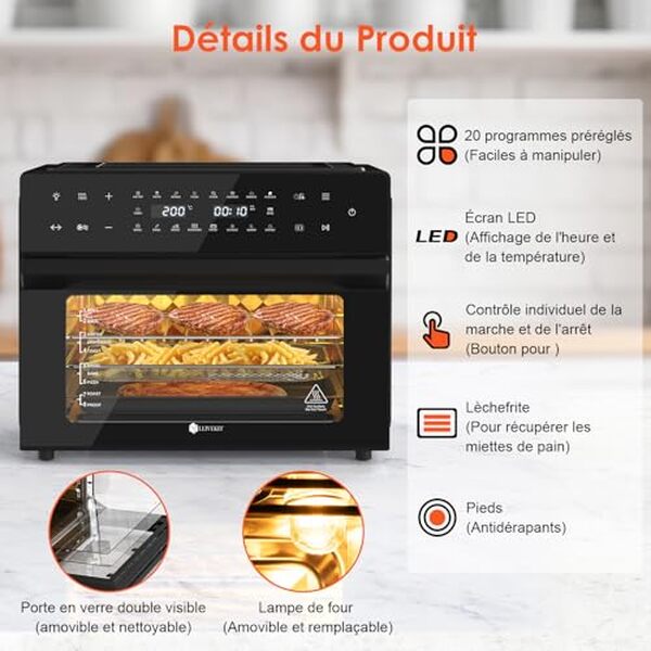 Découvrez notre avis sur la friteuse sans huile LLIVEKIT 30L avec rôtissoire et écran LED. Analyse des performances, fonctionnalités et rapport qualité-prix pour une cuisine plus saine et moderne.