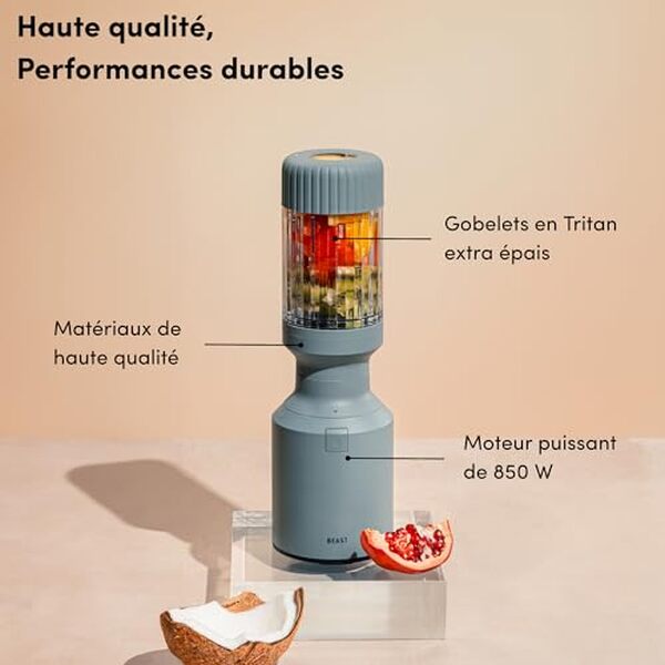 Découvrez notre analyse complète du blender BEAST 850W : un mixeur puissant et compact, idéal pour les amateurs de cuisine exigeants.