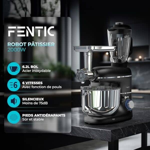 Découvrez notre avis sur le robot pâtissier multifonction Fentic 6 en 1 noir : performances, fonctionnalités et conseils pour un usage optimal en cuisine.