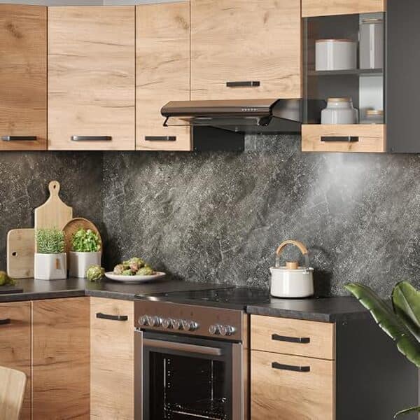 Découvrez notre analyse sur la cuisine d'angle Vicco Rick au design chêne doré/anthracite : élégance et fonctionnalité réunies pour transformer votre espace culinaire.