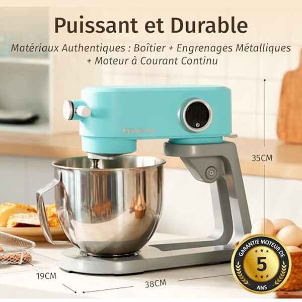 Découvrez l'efficacité du robot pâtissier Kraftsman 5 L : allié indispensable pour explorer votre créativité culinaire avec puissance et polyvalence.