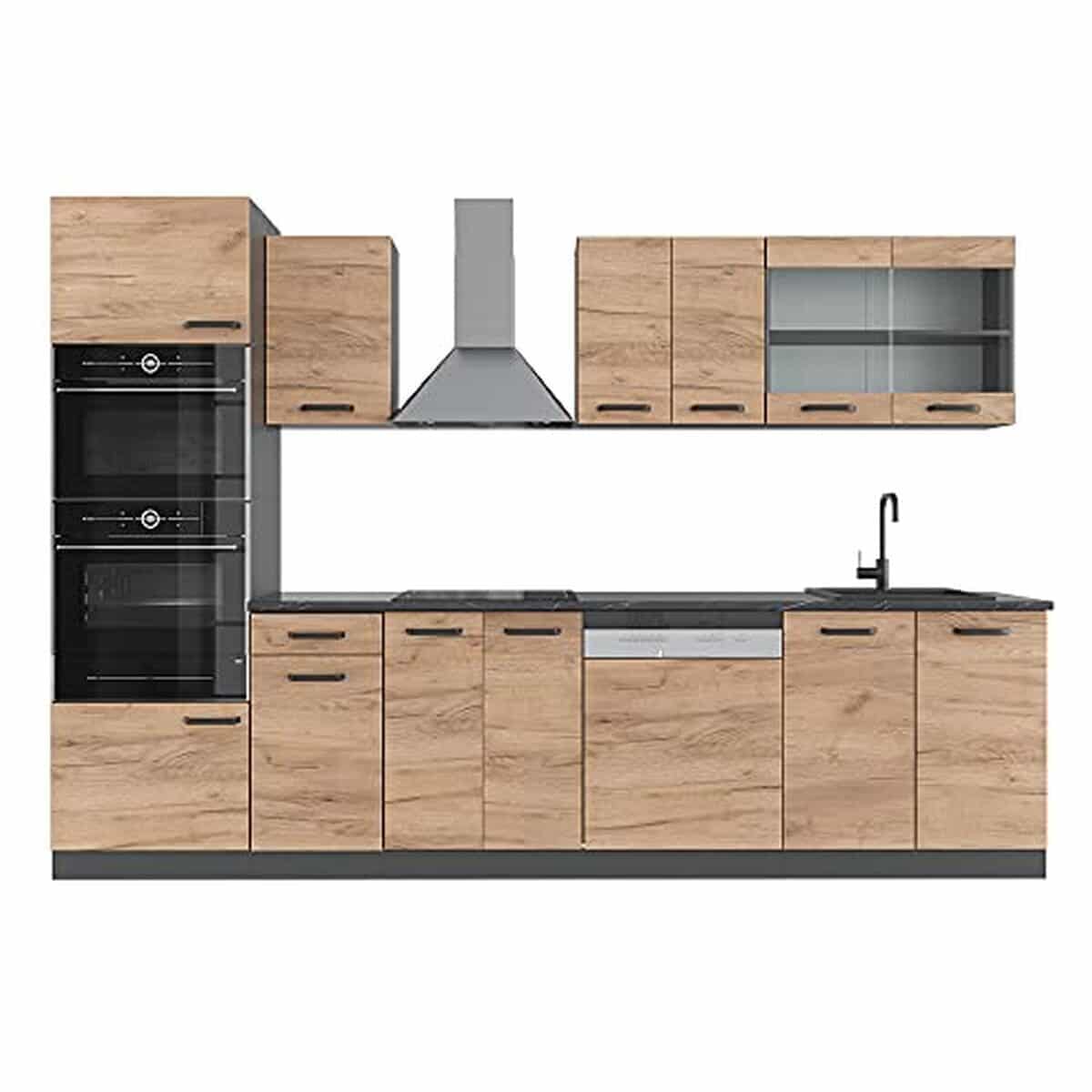 Test de la cuisine Vicco R-Line : design chêne doré/anthracite avec armoire haute