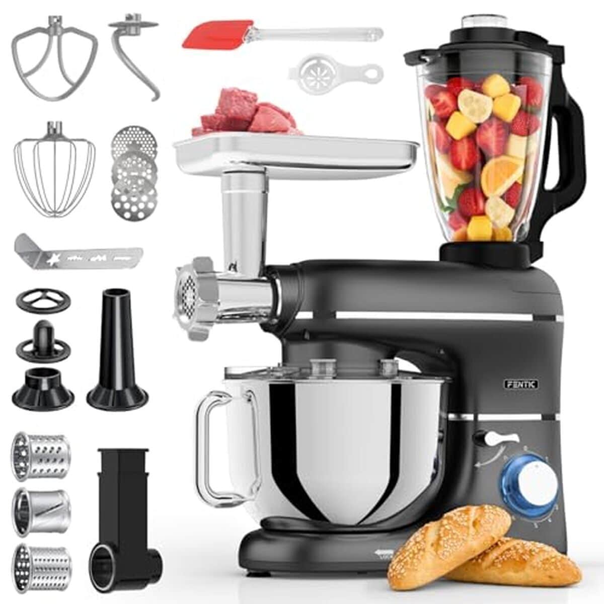 Test du robot pâtissier multifonction Fentic 6 en 1 2000W noir