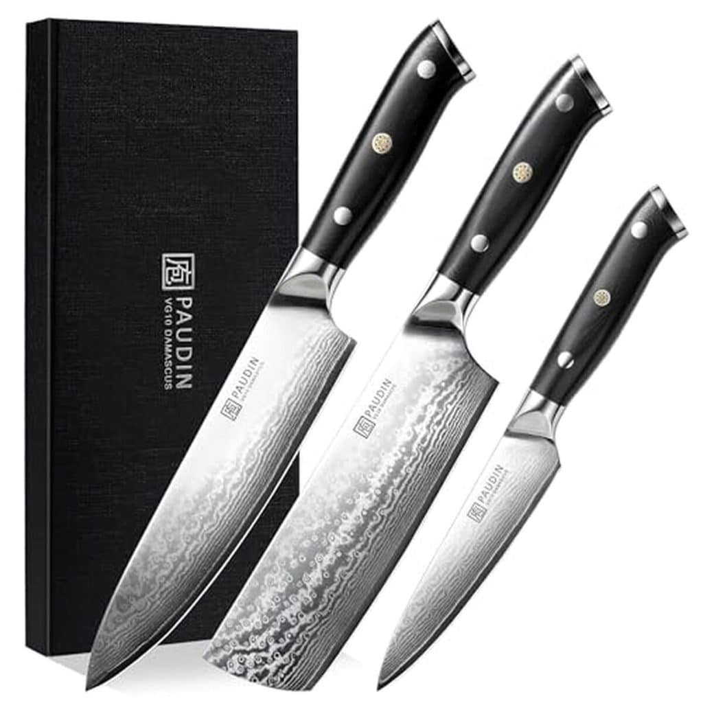Test : ensemble de couteaux Damas 3 pièces Paudin