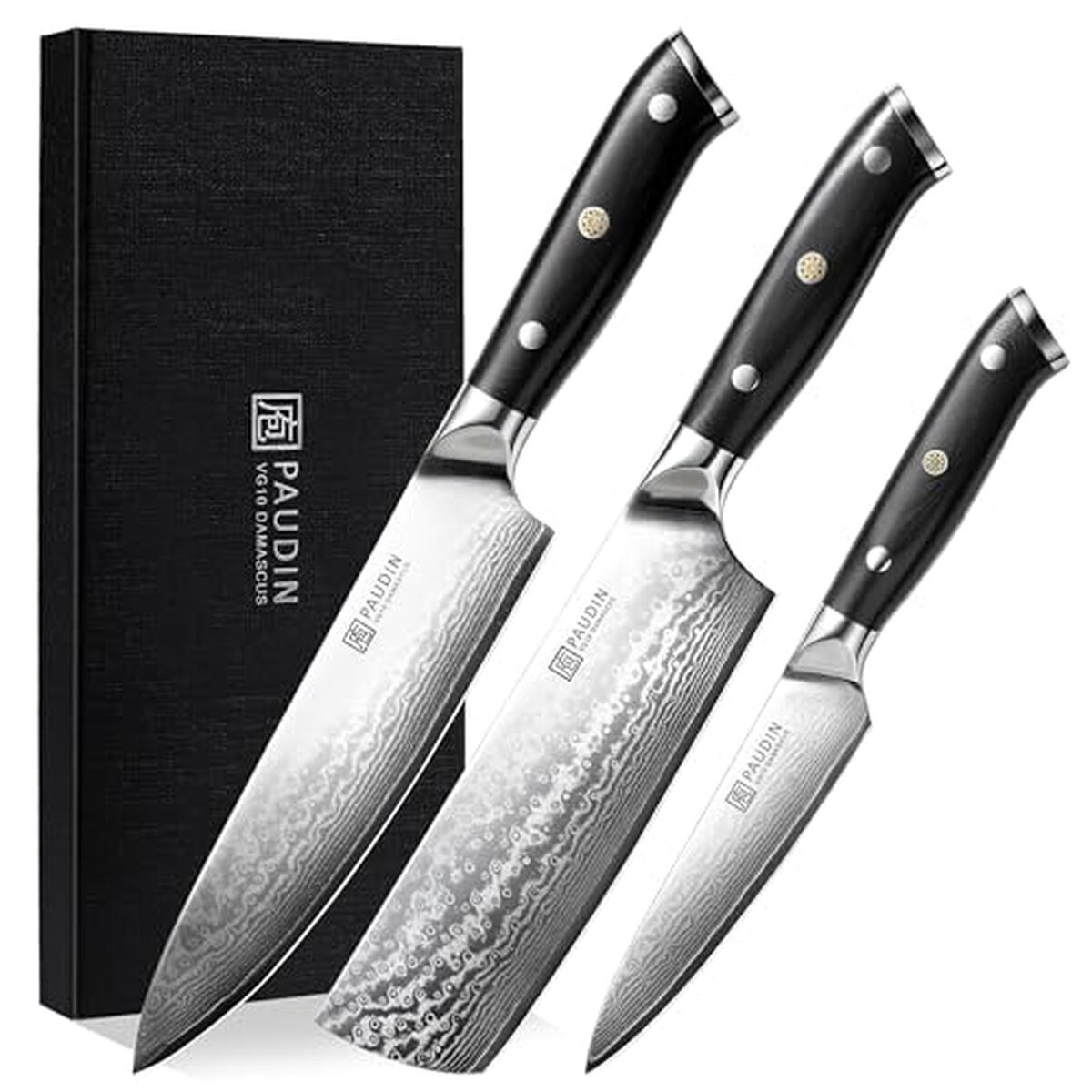 Test : ensemble de couteaux Damas 3 pièces Paudin